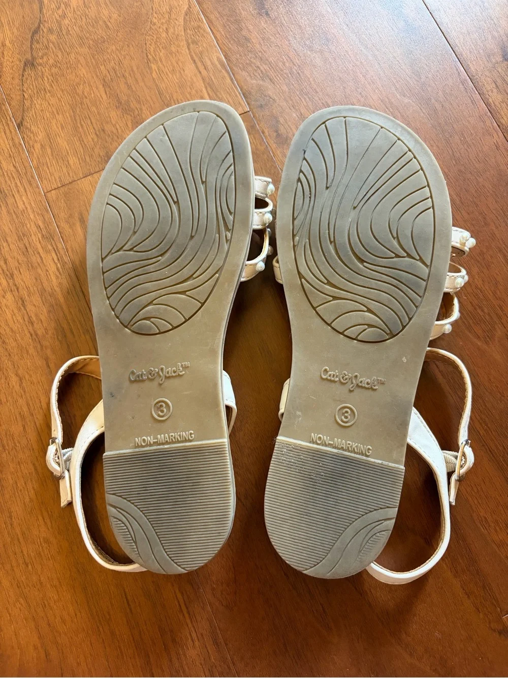 Cat & Jack Cream Pearl-Embellished Girls' Sandals